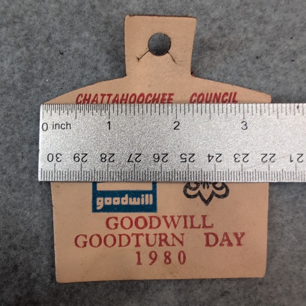 Chattahoochee Council‎ Boy Scouts Goodwill Goodturn Day 1980 Tag Leather - Picture 3 of 3